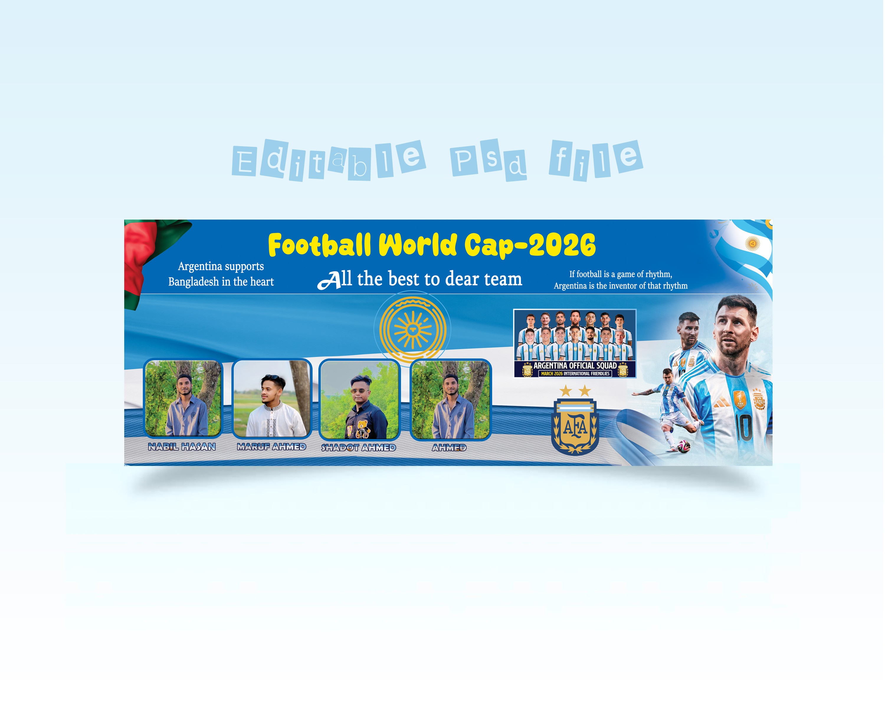 Agentina Football banner আর্জেন্টিনা ফুটবল ব্যানার ডিজাইন