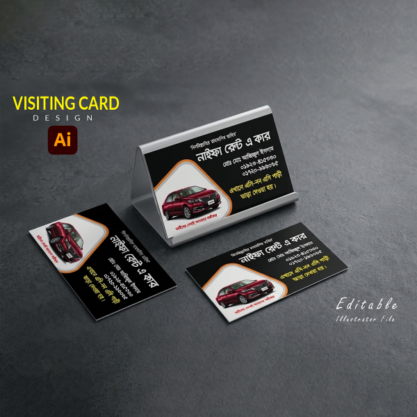 Rent a Car Visiting Card রেন্ট এ কার ভিজিটিং কার্ড গ্রাফিক্স ডিজাইন ফাইল