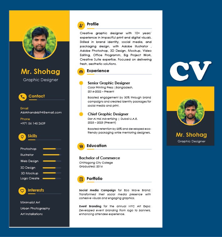 Clean and minimalist resume or cv template
