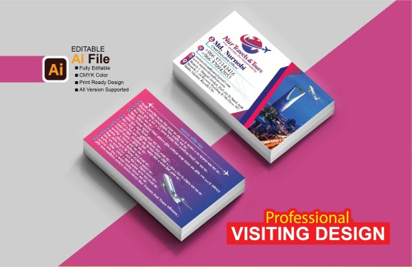 Travels agency visiting card design গ্রাফিক্স ডিজাইন ফাইল