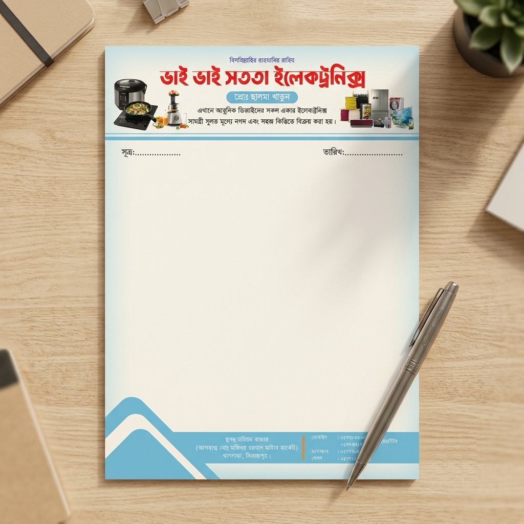 Premium Electronics Letterhead Pad - অফিসিয়াল লেটারহেড প্যাড