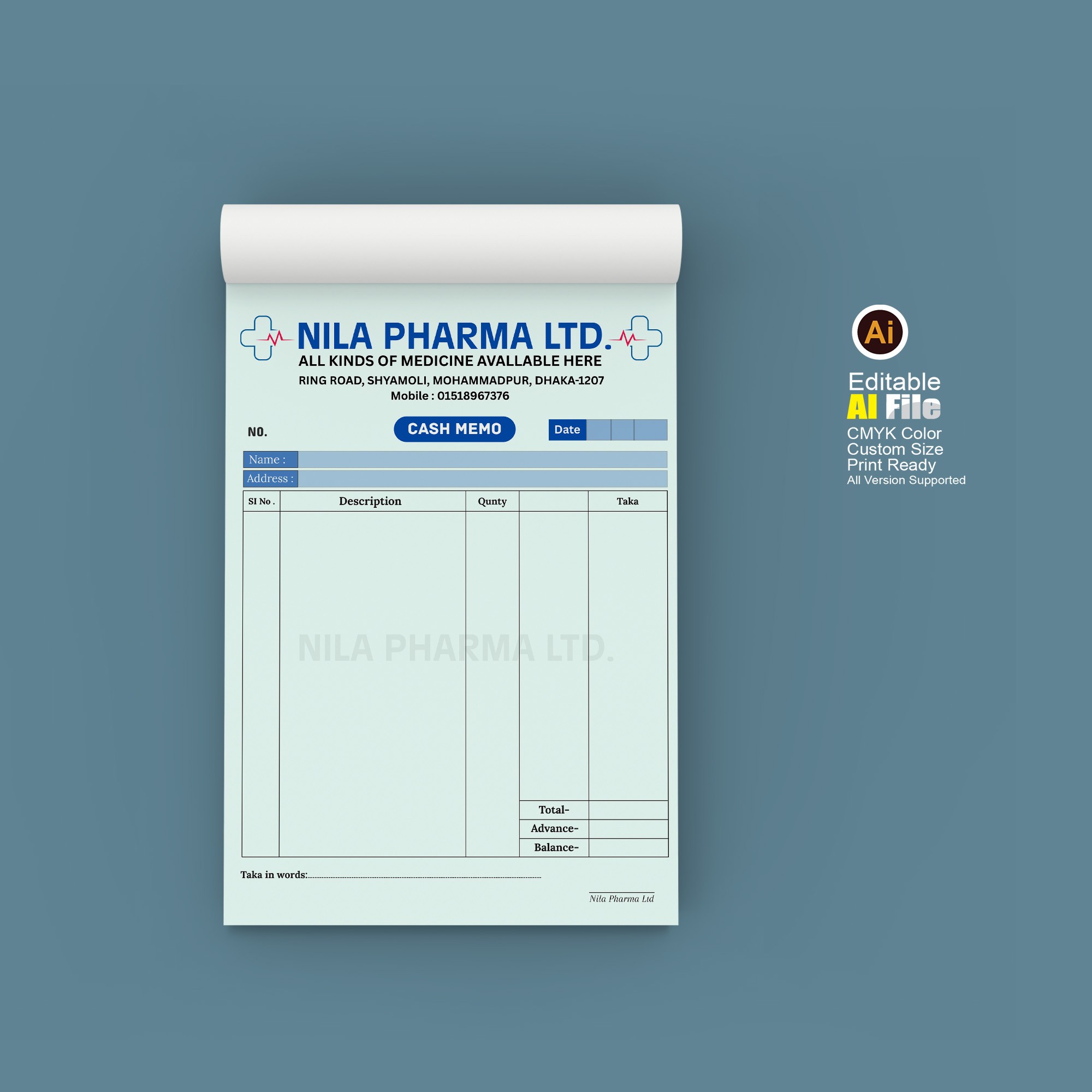 Pharmacy Cash Memo Template