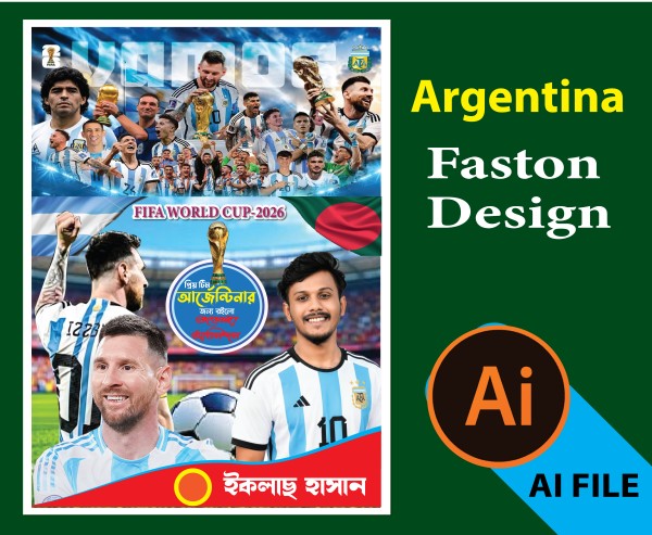 আর্জেন্টিনা 2026 সালের ফেস্টুন ব্যানার ডিজাইন গ্রাফিক্স ডিজাইন ফাইল