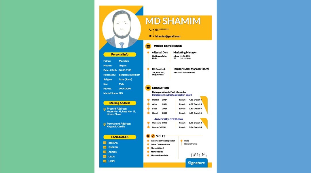 Professional CV Templates | সিভি ফরম্যাট ডাউনলোড