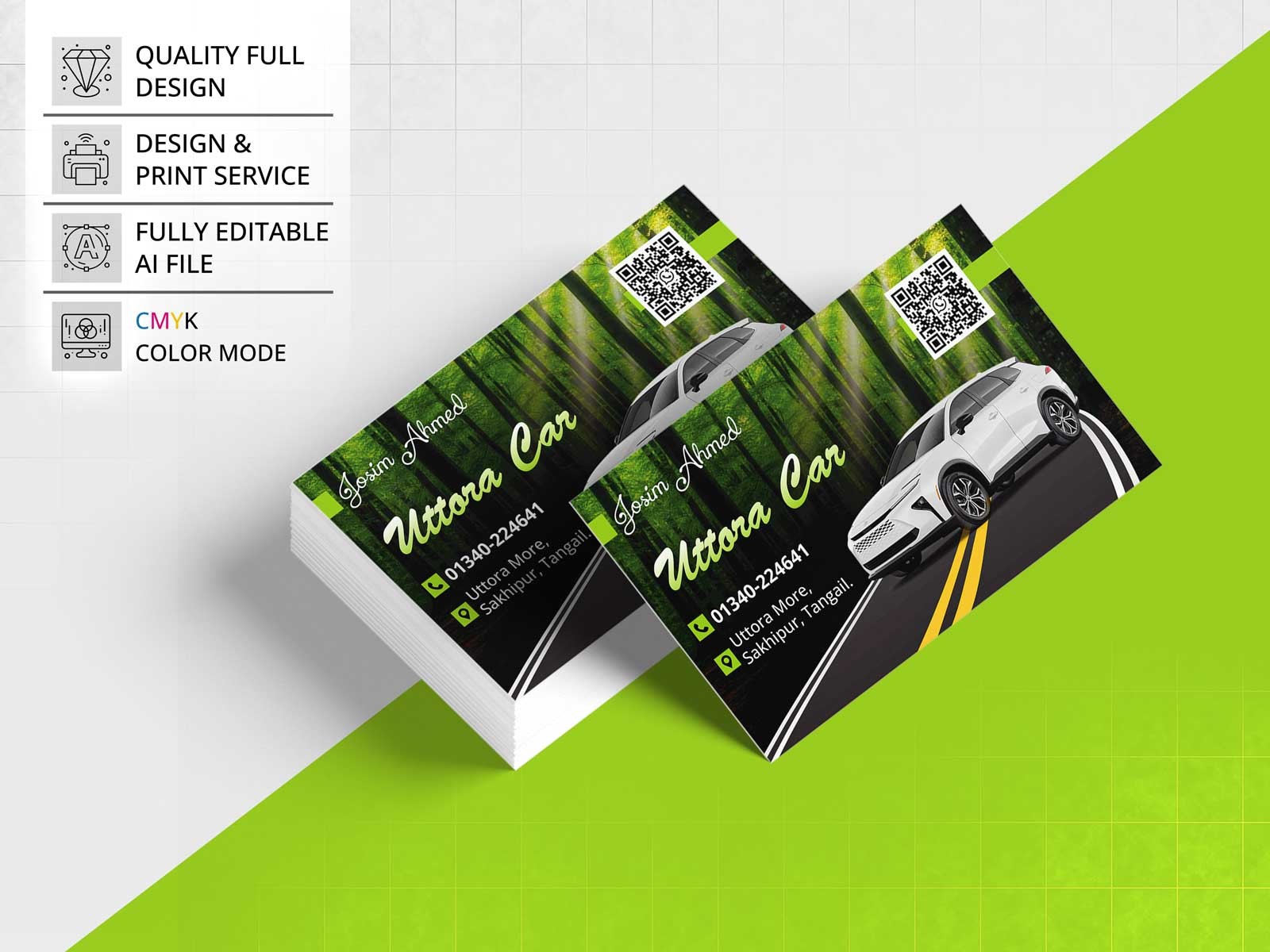 Rent A Car Business Card Design গাড়ির ভিজিটিং কার্ড ডিজাইন