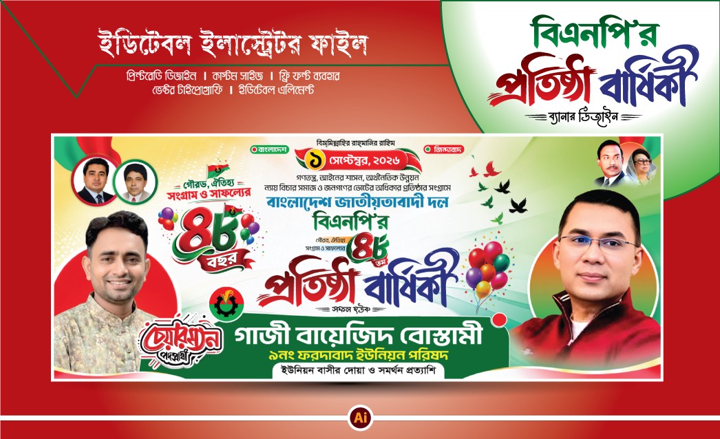 বিএনপির প্রতিষ্ঠা বার্ষিকী ব্যানার ডিজাইন । BNP Banner