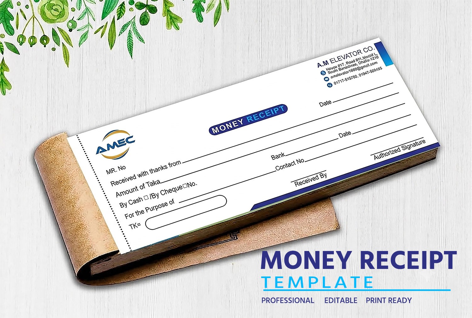 Money Receipt Template  Corporate Receipt Design