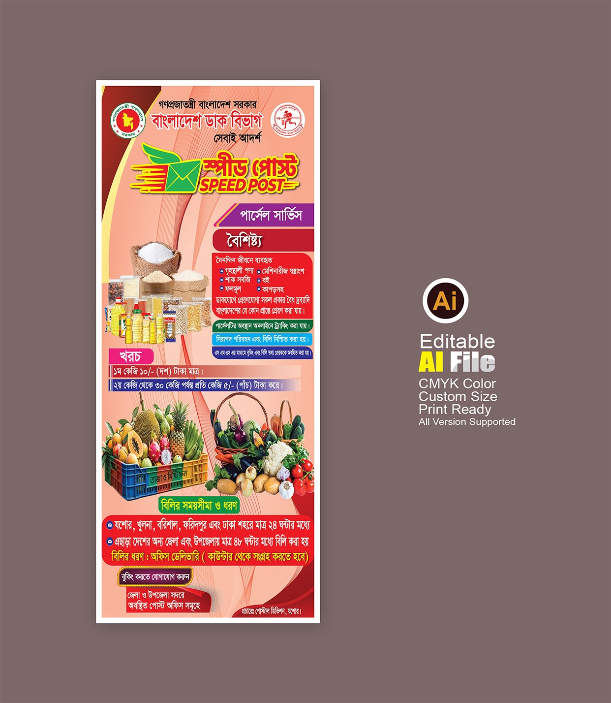 ডাক বিভাগ পোস্ট অফিস স্পিড পোস্ট কুরিয়ার সার্ভিস ব্যানার