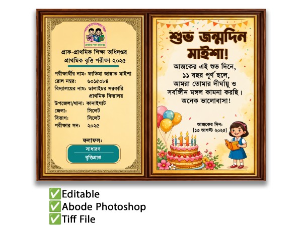জন্ম স্মরণিকা গ্রাফিক্স ডিজাইন ফাইল