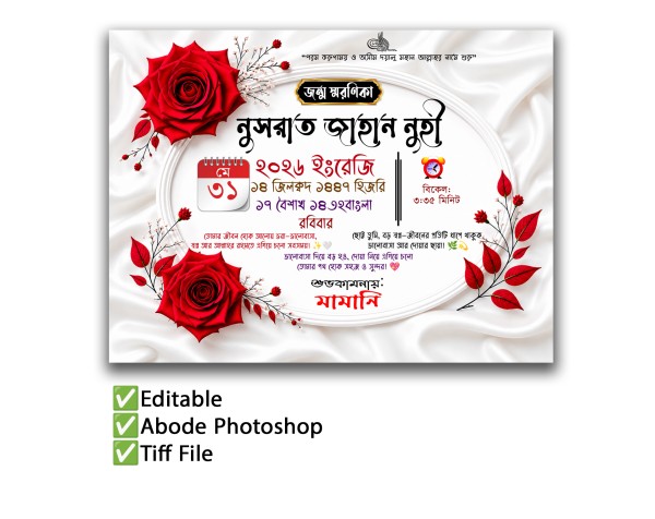 জন্ম স্মরণিকা গ্রাফিক্স ডিজাইন ফাইল