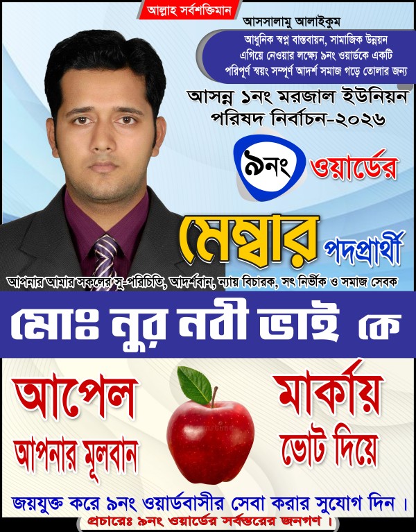 মেম্বার পদপ্রার্থী নির্বাচনী পোস্টার ডিজাইন Photoshop ফাইল গ্রাফিক্স ডিজাইন ফাইল