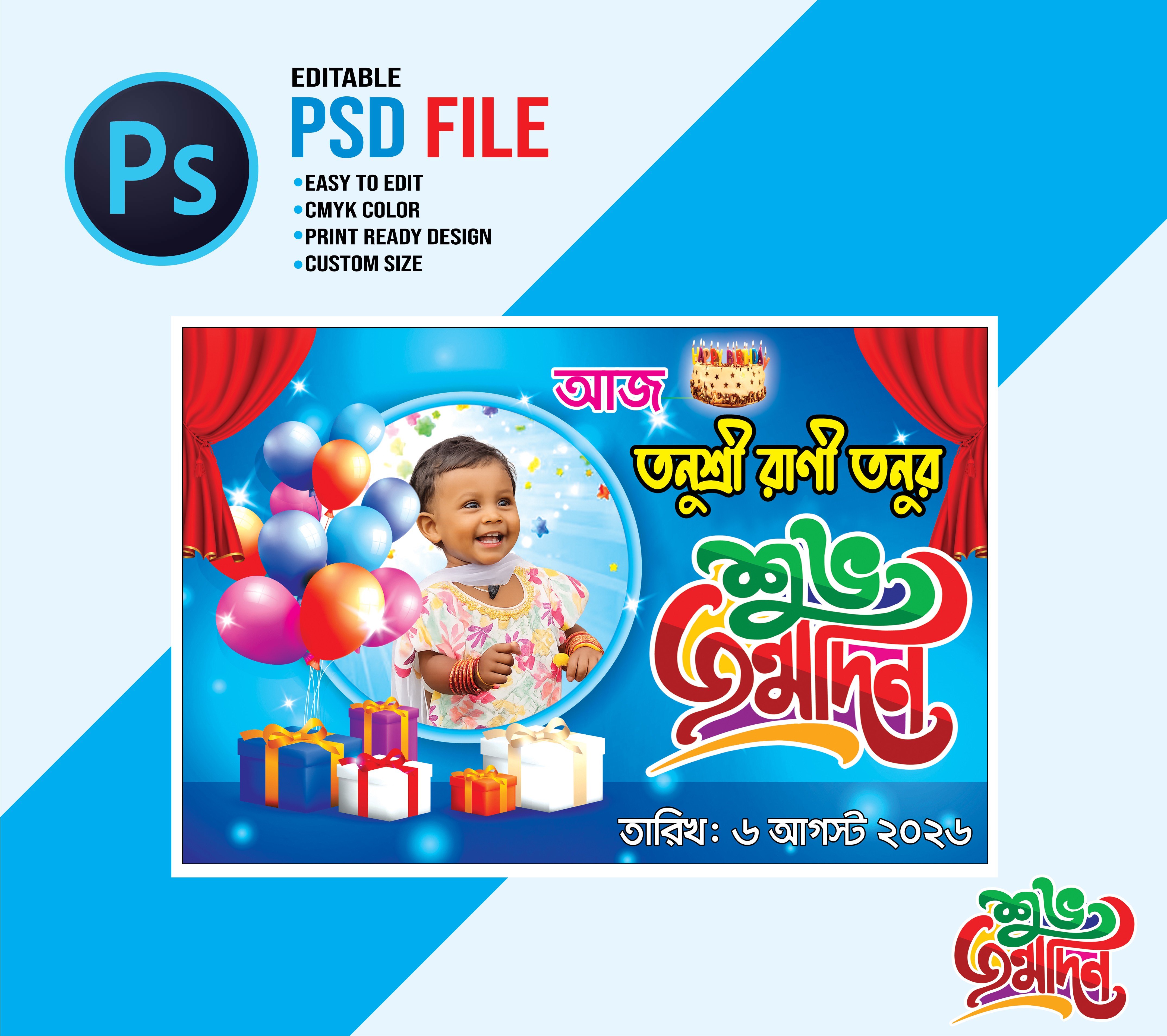 জন্মদিনের ব্যানার ডিজাইন