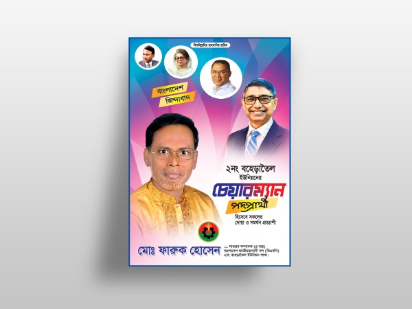 চেয়ারম্যান পদপ্রার্থী নির্বাচনী ফেস্টুন/পোস্টার গ্রাফিক্স ডিজাইন ফাইল