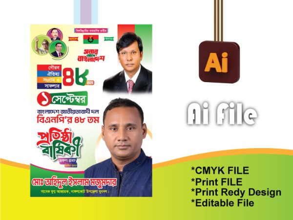 বিএনপি প্রতিষ্ঠা বার্ষীকি ব্যানার গ্রাফিক্স ডিজাইন ফাইল