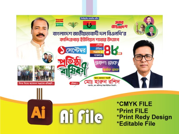 বিএনপি প্রতিষ্ঠা বার্ষীকি ব্যানার-protista barsiki banner গ্রাফিক্স ডিজাইন ফাইল