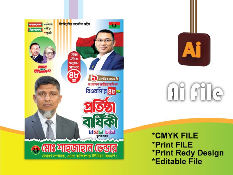 বিএনপি প্রতিষ্ঠা বার্ষীকী ব্যানার