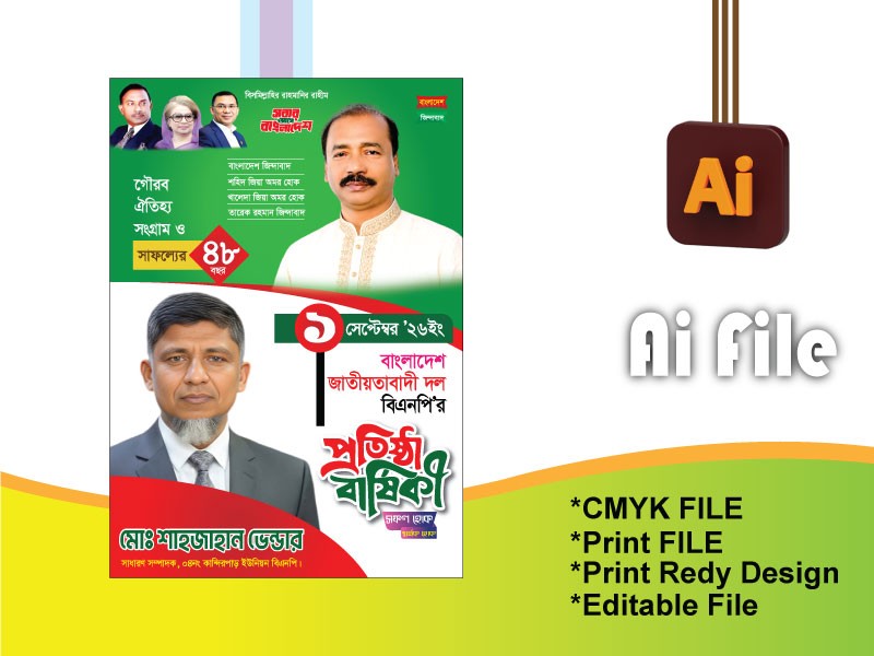 বিএনপি প্রতিষ্ঠা বার্ষীকী ব্যানার
