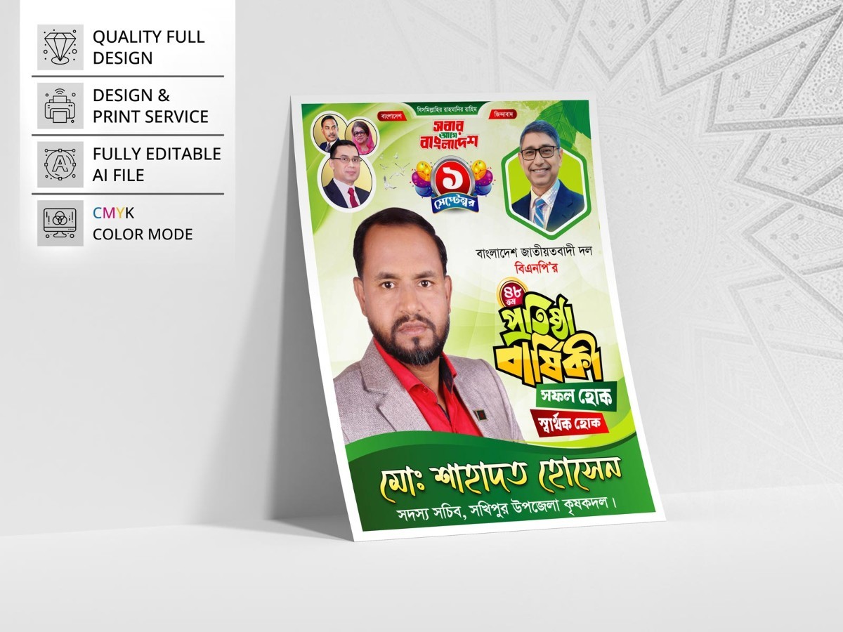 বিএনপি প্রতিষ্ঠা বার্ষিকী পোস্টার ডিজাইন । BNP Poster Design
