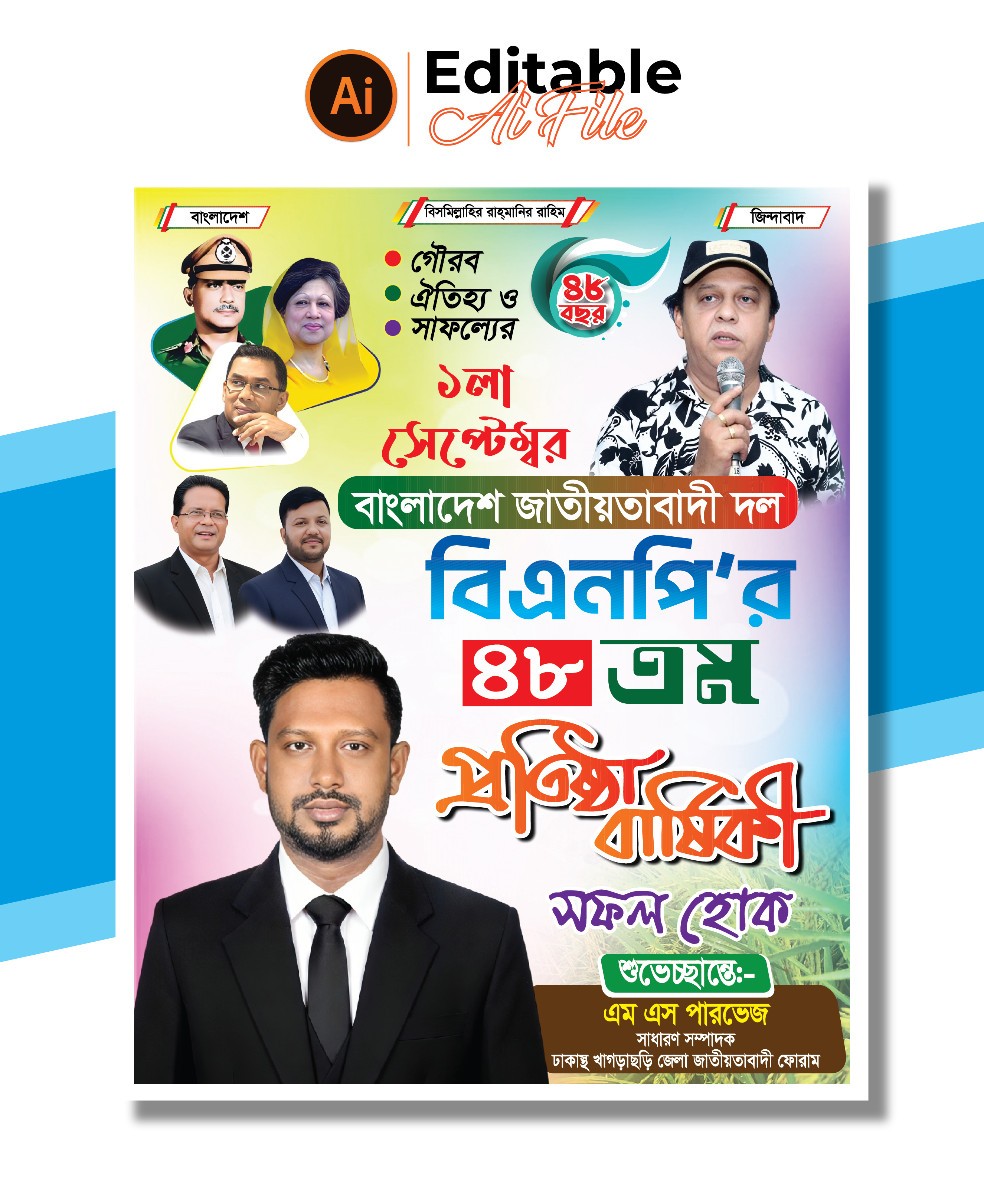 বিএনপির প্রতিষ্ঠা বার্ষিকী ব্যানার