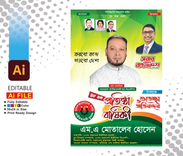 প্রতিষ্ঠা বার্ষিকী ব্যানার ডিজাইন গ্রাফিক্স ডিজাইন ফাইল