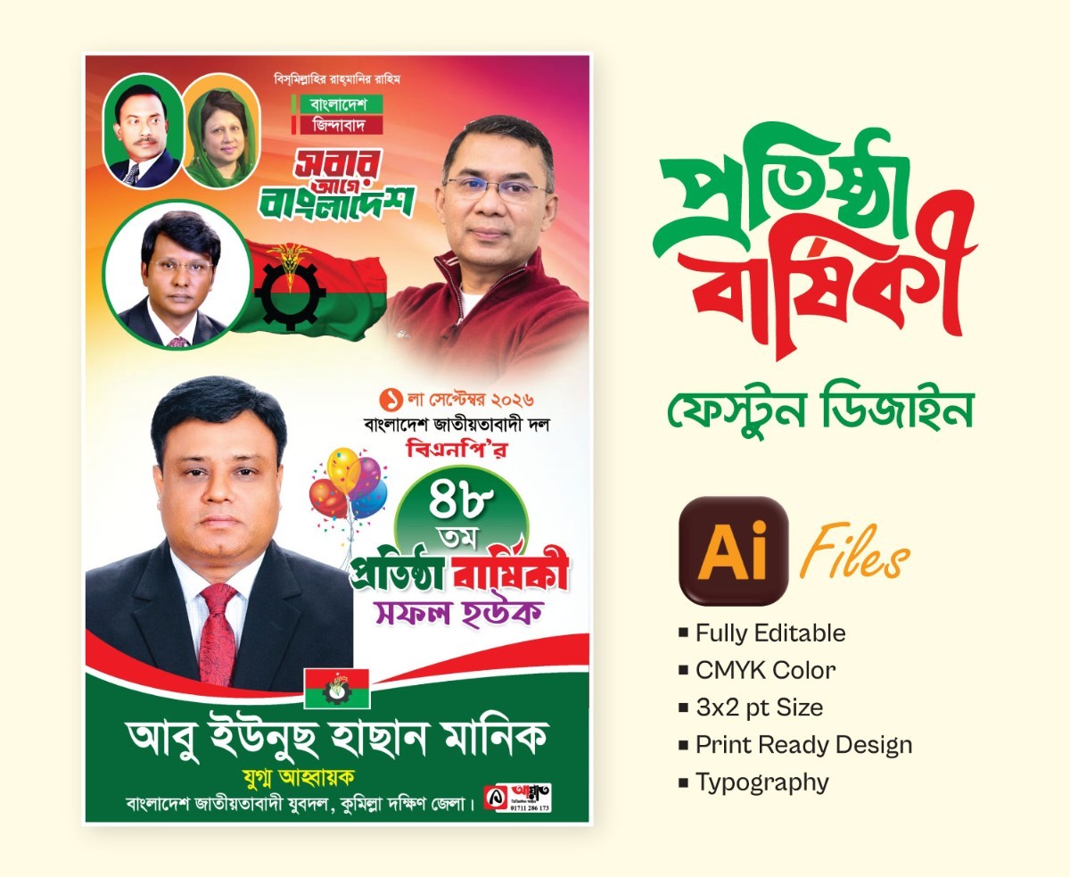 বিএনপির প্রতিষ্ঠা বার্ষিকী পোস্টার ডিজাইন