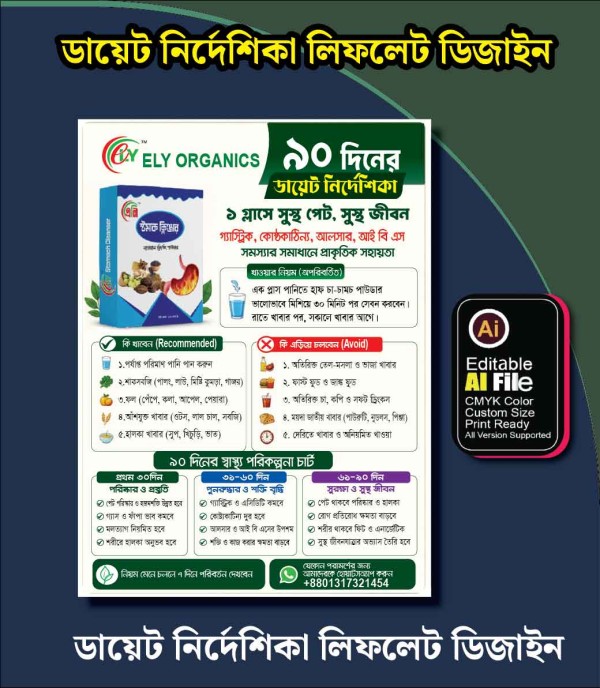 ডায়েট র্নির্দেশিকা লিফলেট ডিজিইন গ্রাফিক্স ডিজাইন ফাইল