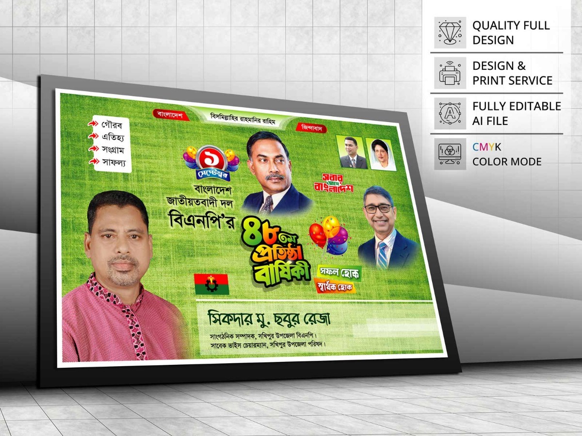 বিএনপি প্রতিষ্ঠা বার্ষিকী পোস্টার ডিজাইন । BNP Poster Design