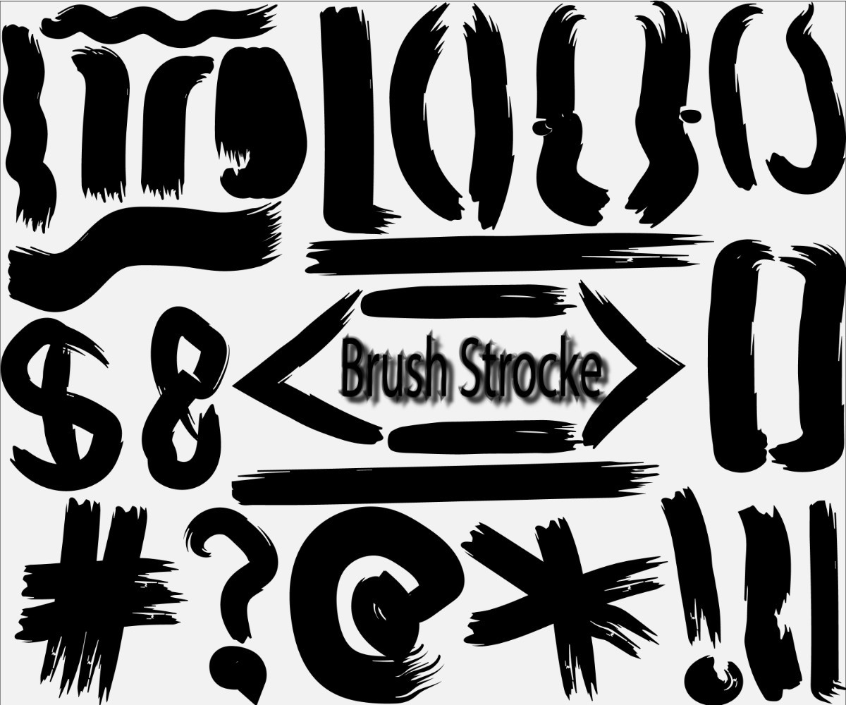 Abstract Black Brush Stroke Collection - 15 Pcs