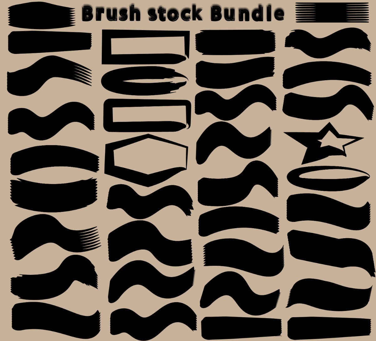 Abstract Black Brush Stroke Collection - 15 Pcs
