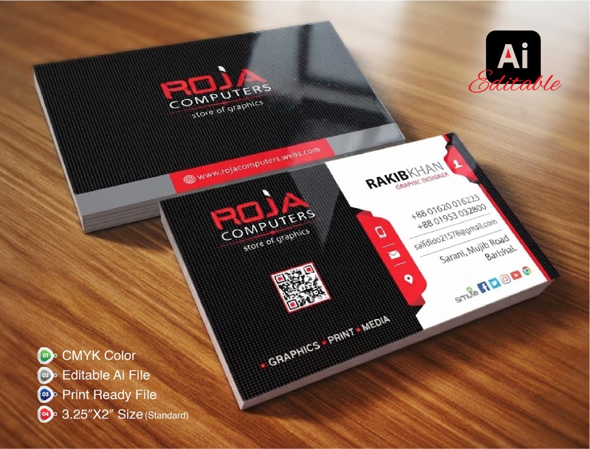 Roja Computers  Business Card - বিজনেস কার্ড