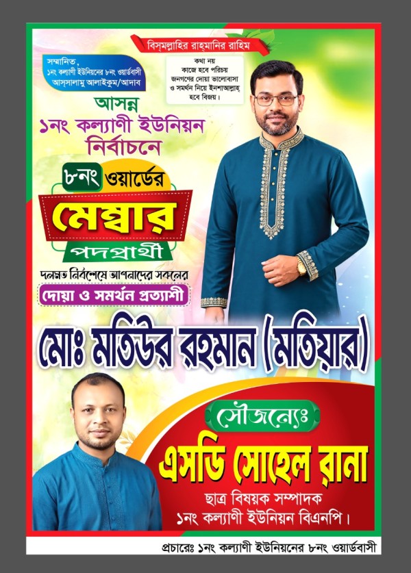 মেম্বার প্রার্থী পোস্টার গ্রাফিক্স ডিজাইন ফাইল