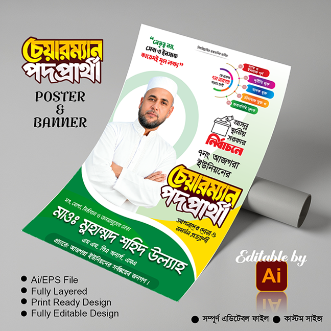 জামায়াতে ইসলামী চেয়ারম্যান পদপ্রার্থী পোস্টার ব্যানার