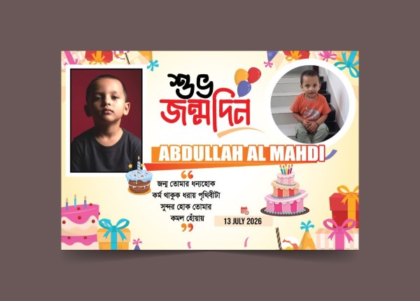 Birthday Banner শুভ জন্মদিনের ব্যানার ডিজাইন গ্রাফিক্স ডিজাইন ফাইল