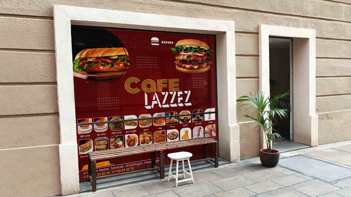 Wall & Glass Resturant Sticker or Banner Design