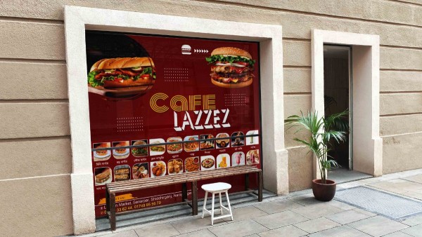 Wall & Glass Resturant Sticker or Banner Design গ্রাফিক্স ডিজাইন ফাইল