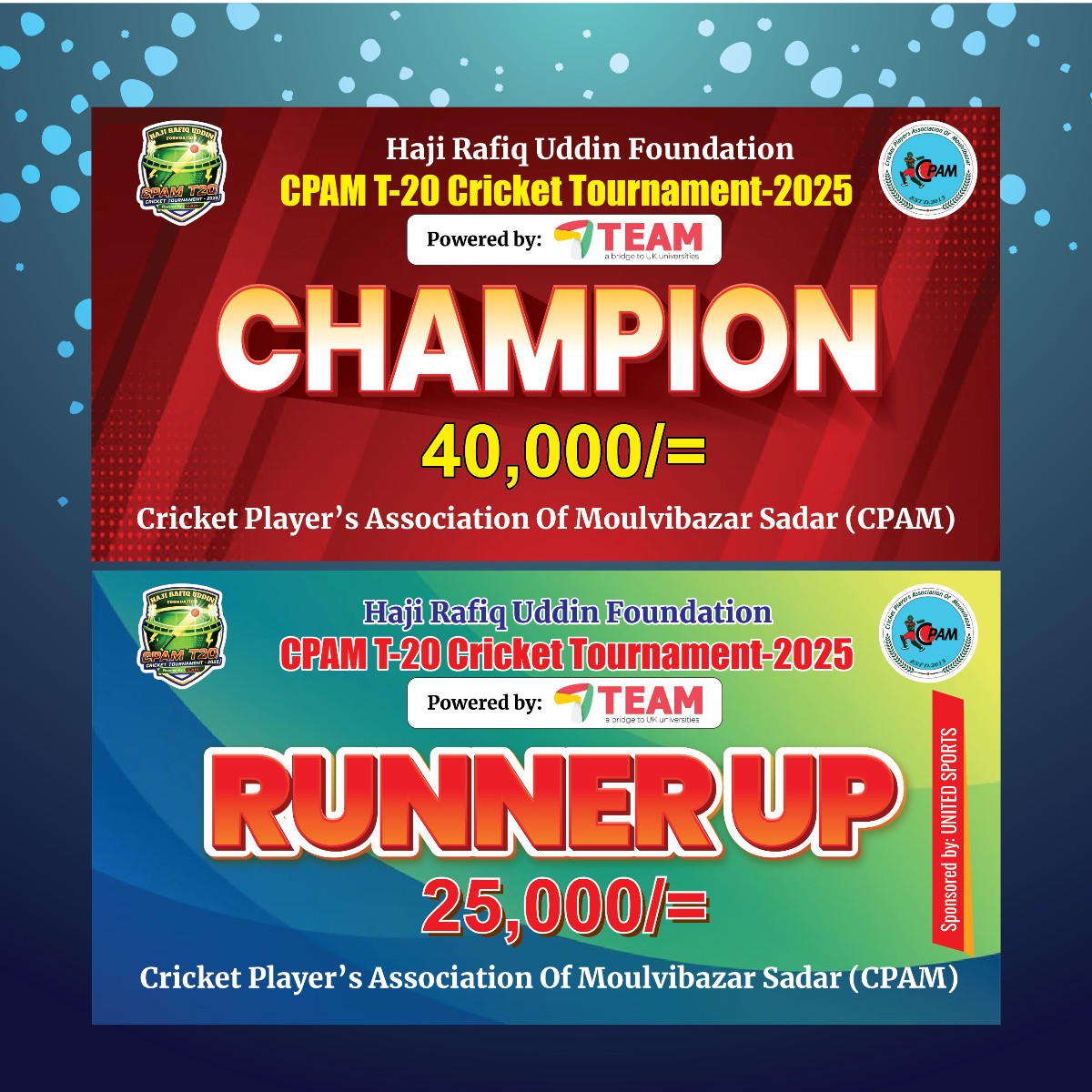 Bangla Cricket Champion & Runnerup Play Card Design Template