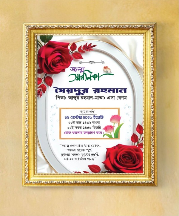 জন্ম স্মরণিকা। Birth Date design গ্রাফিক্স ডিজাইন ফাইল