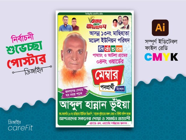 ইউনিয়ন পরিষদ মেম্বার নির্বাচনী পোস্টার ডিজাইন গ্রাফিক্স ডিজাইন ফাইল
