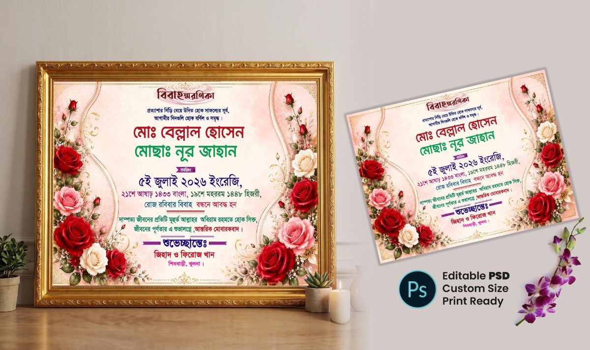 বিবাহ স্মরণিকা ডিজাইন | Bibaho Soronika PSD file download