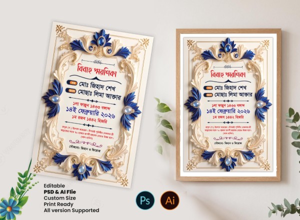 বিবাহ স্মরণিকা ডিজাইন | Bibaho Soronika Design PSD গ্রাফিক্স ডিজাইন ফাইল